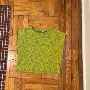 Zara Green and Yellow Patterned Top